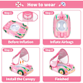 Miniatyrbild 3 av 3: Swimbobo Toddler Uppblåsbar bil Baby med justerbart soltak och säkerhetssits Poolleksaker för barn Pink Green Car