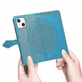 Miniatyrbild 3 av 5: Kompatibel med Iphone 13 Case Cover Emboss Mandala Magnetic Flip Protection Stötsäker - Blå null none