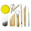 Miniatyrbild 3 av 5: Modellering kit - DIBYS - Vit lera - 8 träverktyg - Akrylfärger - 2x500g lera