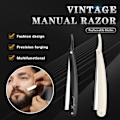 Miniatyrbild 2 av 7: Svart manuell rakapparat Rakkant i rostfritt stål Sharp Barber Razor Vikbar Rakning Skäggtrimmer Cutter WHITE