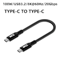 Miniatyrbild 1 av 5: USB C till C 100W 5A PD Snabbladdningskabel 20Gbps USB3.2 Gen2x2 8K 4K Videoutgångskabel för Laptop Surfplatta Mobiltelefon Hårddisk 100W 20Gbps 2m