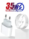 35W PD Snabbladdare för iPhone 13 Pro 14 Plus 11 12 mini XS Max XR X iPad Air Snabbladdningskabel USB-C Ström 2m Cable EU Charger and Cable