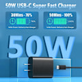 Miniatyrbild 3 av 6: PD 50W Supersnabb Laddare För Samsung Galaxy S22 S23 S20 Ultra A53 A54 8S C Till Kabel Snabbladdning Telefontillbehör EU 1M cable White