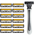 Miniatyrbild 3 av 7: Rakapparat Ny design för män Rakhyvel Rakning Trelagersrakapparat Återanvändbar rakkniv Importerad blad Multi Tool Head Change Gray