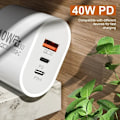 Miniatyrbild 4 av 6: 40W 2 PD och 1 QC 3.0 Port Snabbladdande Ström USB Typ C Laddare US/EU För iPhone Samsung Xiaomi Snabbladdning EU-Black