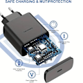Miniatyrbild 4 av 6: 45W PD Super snabbladdning för S22 S23 Ultra Note 10+ 5G USB C Mobiltelefon Typ C US/EU/UK Snabbladdare Väggadapter EU PLUG