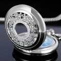 Miniatyrbild 6 av 7: Watch Hollow Blue Starry Sky Urtavla romerska siffror Kvarts Fickur med halsband Jul Födelsedagspresenter silver