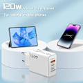 Miniatyrbild 2 av 6: 120W PD QC3.0 Snabbladdare 3 Portar USB-C Multi-Enhetsladdare Väggladdare för iPhone 15 16 Samsung Xiaomi Dropshipping EU Plug