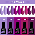 Miniatyrbild 1 av 6: LILYCUTE 5 st/set 7ML Rödbrun Nagelgel DIY Nagelkonst Semi-Permanent UV Gel Polish Långvarig Design Manikyr Kit Tillbehör 241177
