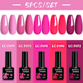 Miniatyrbild 1 av 6: LILYCUTE 5 st/set 7ML Rödbrun Nagelgel DIY Nagelkonst Semi-Permanent UV Gel Polish Långvarig Design Manikyr Kit Tillbehör 241175