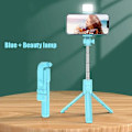 Miniatyrbild 1 av 6: Bluetooth Selfie Stick Trådlöst 360º Roterande Tripodstativ Fjärrkontroll Fyllnadsljus Multifunktionellt Utdragbart Stativ Blue x Beauty lamp