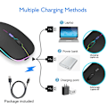 Miniatyrbild 6 av 6: Trådlös mus 2.4Ghz Bluetooth laddningsbar mus tyst LED bakgrundsbelyst USB spelmus 1600DPI möss för Compter PC Laptop Silver