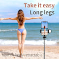 Miniatyrbild 5 av 6: 3-i-1 Bluetooth Trådlöst Selfie Stativ Med Fyllnadsljus Slutarfjärrkontroll Portabelt Vikbart Monopod För iPhone Smart Telefon black