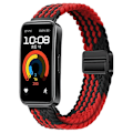 Miniatyrbild 1 av 6: Nylonflätat armband för Huawei Band 10 9 8 Justerbart magnetspänne Armbandsur Huanwei Band 10/9/8 Tillbehör correa Black red For Huawei Band 10