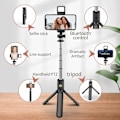 Miniatyrbild 3 av 6: Bluetooth Selfie Stick Trådlöst 360º Roterande Tripodstativ Fjärrkontroll Fyllnadsljus Multifunktionellt Utdragbart Stativ Blue