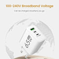 Miniatyrbild 5 av 6: GaN Snabbladdning 65W Typ C USB Laddare EU KR PD 3.0 Snabbladdare Väggadapter För Telefon För iPhone 15 Xiaomi Huawei Samsung EU White