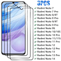 Miniatyrbild 1 av 6: 3 st Fullständigt Härdat Glas för Xiaomi Redmi Note 7 8 9 10 Pro 8T 9T 9S 10S 11S Skärmskydd För Redmi Note 11 12 13 Pro 14 5G For Note 10 Pro 3PCS Black Glass