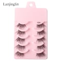 Miniatyrbild 1 av 6: Half Eey Lashes 3/5/10 Par Nya Faux Mink Lashes Naturliga Falska Ögonfransar Wispy Fluffig Ögonfrans Extension Makeup Halv Lashes Verktyg 5pairs-1004