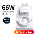 Miniatyrbild 1 av 6: 6A 66W Supersnabb EU Väggladdare för Huawei Mate 40 50 60 P50 Nova 8 9 10 Honor 90 100 X7 X8 X9 Magic Typ C Laddnings-USB-kabel EU Plug - 1m Cable