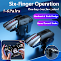 Miniatyrbild 2 av 7: 1-6 par 6-finger mobilspelutlösare för PUBG-telefonspelkontroller Gamepad Joystick G21 Siktskjutning Triggers Alloy Key-knapp 2 Pairs