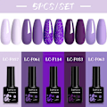 Miniatyrbild 1 av 6: LILYCUTE 5 st/set 7ML Rödbrun Nagelgel DIY Nagelkonst Semi-Permanent UV Gel Polish Långvarig Design Manikyr Kit Tillbehör 241176