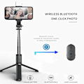 Miniatyrbild 3 av 6: Bärbart Selfie Stick Stativ Utdragbart Trådlöst Bluetooth Fjärrkontroll Bärbart Smartphone Stativ Fäste för Ios Android Telefon Q02S White