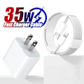 Miniatyrbild 4 av 6: 35W PD Snabbladdare för iPhone 13 Pro 14 Plus 11 12 mini XS Max XR X iPad Air Snabbladdningskabel USB-C Ström 1m Cable EU Charger and Cable