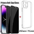 Miniatyrbild 1 av 6: 2 st Anti-Privacy Härdat Glas 1 st Telefonfodral Set För iPhone 15 13 14 12 11 Pro Max 16 Plus Skydda Telefonskärm Sekretessfilm For iPhone 15 Pro