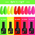 Miniatyrbild 1 av 6: LILYCUTE 5 st/set 7ML Rödbrun Nagelgel DIY Nagelkonst Semi-Permanent UV Gel Polish Långvarig Design Manikyr Kit Tillbehör 241172