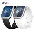 Miniatyrbild 1 av 6: Silikonarmband för Apple Watch Band 40mm 44mm 46mm 45mm 41mm 49mm 38 42 Correa Armband iWatch serie 6 ultra2 7 8 9 se 10 band 2PCS Black-White 42 44 45 46 49mm M-L