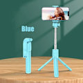 Miniatyrbild 1 av 6: Bluetooth Selfie Stick Trådlöst 360º Roterande Tripodstativ Fjärrkontroll Fyllnadsljus Multifunktionellt Utdragbart Stativ Blue