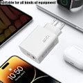 Miniatyrbild 6 av 6: Total 120W USB-laddare GaN Typ C Snabbladdning Mobiltelefonladdare Adapter Snabbladdning Väggadapter För iPhone Xiaomi Samsung White EU Plug