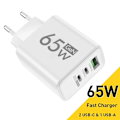 Miniatyrbild 2 av 6: GaN Snabbladdning 65W Typ C USB Laddare EU KR PD 3.0 Snabbladdare Väggadapter För Telefon För iPhone 15 Xiaomi Huawei Samsung EU White