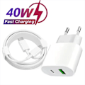 Miniatyrbild 1 av 6: 35W PD Snabbladdare för iPhone 13 Pro 14 Plus 11 12 mini XS Max XR X iPad Air Snabbladdningskabel USB-C Ström 1m Cable EU Charger set B
