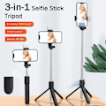 Miniatyrbild 5 av 6: Allt-i-ett Portabelt Stativ för iPhone Selfie Stick med Fyllningsljus Utdragbart Telefonstativ för Tiktok Live BT Fjärrkontroll Black (With Light)