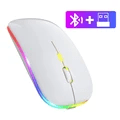 Miniatyrbild 1 av 6: Trådlös mus 2.4Ghz Bluetooth Uppladdningsbar mus Tyst LED Bakgrundsbelyst USB Gaming Mus 1600DPI Möss för Compter PC Laptop White