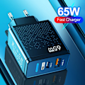 Miniatyrbild 5 av 6: 65W Snabbladdare Multi-Pluggar USB PD Mobiltelefon Snabbladdning Typ C Väggadapter för iPhone Mi Samsung US EU UK 2023 EU Black