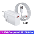 Miniatyrbild 1 av 6: 67W USB Snabbladdare Quick Charge 3.0 QC3.0 för Xiaomi 14 13 12 11 Ultra Redmi Note 12T 13 Pro Turbo POCO F5 USB Telefon EU Plug and1.5mCable