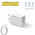 Miniatyrbild 1 av 6: Total 120W Snabbladdare Typ C Snabbladdning 3.0 Väggladdare Adapter för iPhone Huawei Samsung Xiaomi US/EU-laddare EU SET