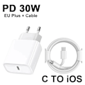 Miniatyrbild 1 av 6: Original 30W Snabbladdare För APPLE iPhone 14 13 12 11 Pro Max USB-C Snabbladdning X XS XR 7 8 Plus Kabel Telefontillbehör EU Charger Set