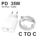 Miniatyrbild 1 av 6: Original PD EU US 35W Snabbladdare för iPhone 16 15 14 13 11 12 Pro Max Plus XS X USB C 1M Snabbladdningskabel Typ-C cargador For iPhone 16 15 EU
