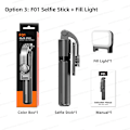 Miniatyrbild 1 av 6: TOKQI Selfie Stick Stativ Telefonhållare Skrivbordsstativ Utdragbar Monopod m/ Bluetooth RC för Mobil Live Sändning Handhållen Foto Selfie Stick Option3