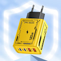 Miniatyrbild 2 av 5: 120W Snabbladdning 4 Portar USB C Väggladdare QC3.0 PD Ström för iPhone 16 15 för Huawei för Samsung för Xiaomi EU White