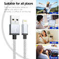 Miniatyrbild 3 av 6: 2-pack Ultralång Snabb Laddning USB-kabel för iPhone 14 8 7 Plus 13 12 11 Pro Max XS XR 3A USB Laddare Datakabel Flätad Kabel 2PCS 3m