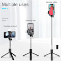 Miniatyrbild 4 av 6: R1 Trådlös Bluetooth Selfie Stick Vikbar Portabel Tripod med Fyllnadsljus Fjärrkontroll för Android iPhone Smartphone White