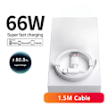 Miniatyrbild 1 av 6: 6A 66W Supersnabb EU Väggladdare för Huawei Mate 40 50 60 P50 Nova 8 9 10 Honor 90 100 X7 X8 X9 Magic Typ C Laddnings-USB-kabel 1.5m Cable