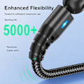 Miniatyrbild 3 av 6: USLION 7A Magnetisk USB Snabbladdningskabel Typ C Mirco Telefon Datakabel För iPhone 16 15 Pro Max Xiaomi 14 POCO F6 Oneplus 13 Black 3in1 2m