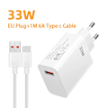Miniatyrbild 1 av 6: 33W USB Snabbladdare Quick Charge 3.0 USB Typ C Kabel 6A för Xiaomi Redmi Note 13 12 iPhone Samsung Mobiltelefon Laddning EU Plug and Cable