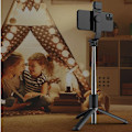 Miniatyrbild 4 av 6: Portabelt stativ för telefon Selfie Stick med LED-fyllningsljus Utdragbart telefonstativ för Tiktok Video Live Bluetooth Fjärrkontroll Q02S Black