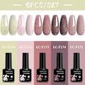 Miniatyrbild 1 av 6: LILYCUTE 5 st/set 7ML Rödbrun Nagelgel DIY Nagelkonst Semi-Permanent UV Gel Polish Långvarig Design Manikyr Kit Tillbehör 241180